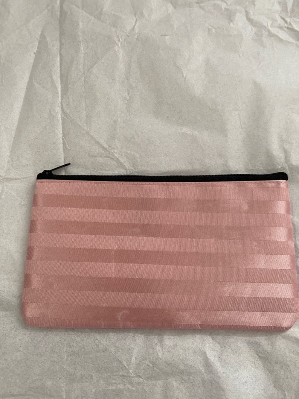 Pink Striped Zip Pouch